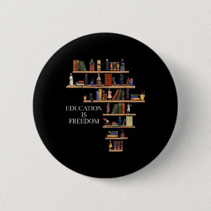 Badge Rond 5 Cm L'éducation est la liberté Livre Lecteur Mois de l