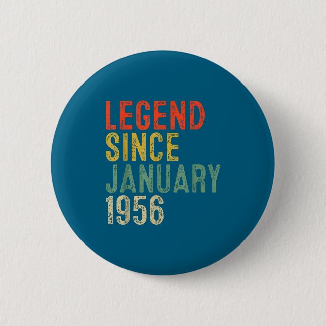 Badge Rond 5 Cm Legend Since January 1956 70th Birthday 70 Year Ol (Devant)