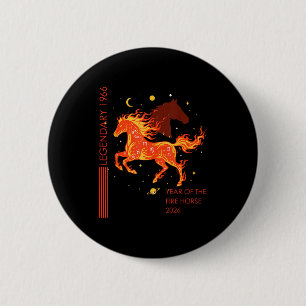 Badge Rond 5 Cm Légendaire cheval de feu 1966 60e anniversaire 202