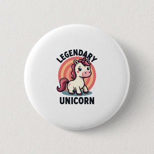 Badge Rond 5 Cm Légendaire Licorne Vintage Dessin Animé Rétro Vect