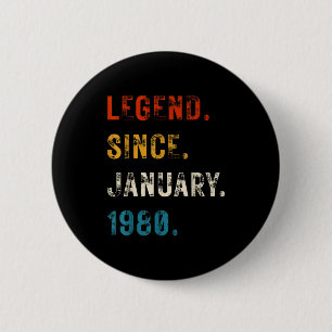 Badge Rond 5 Cm Légende 1980 Cadeaux d'anniversaire 46 ans pour ho