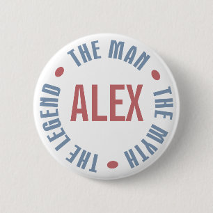 Badge Rond 5 Cm Légende de mythe d'homme d'Alex personnalisable