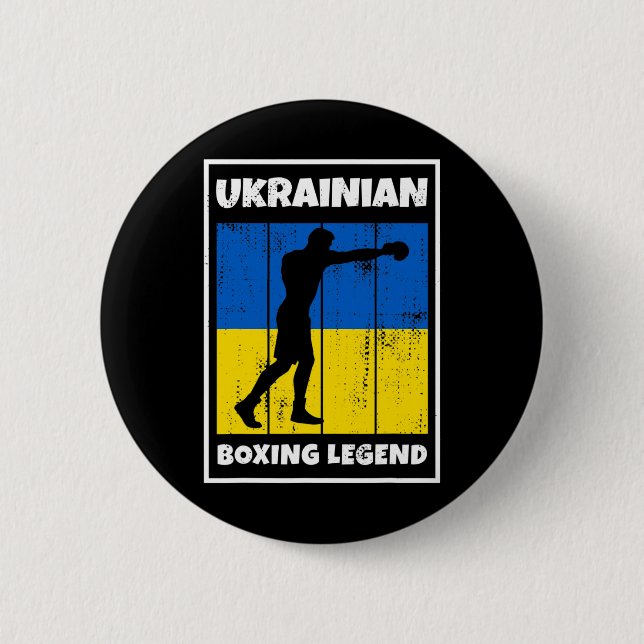 Badge Rond 5 Cm Légende ukrainienne de la boxe avec drapeau pour l (Devant)