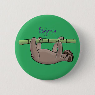 Badge Rond 5 Cm Légère paresse souriante sur l'illustration d'un