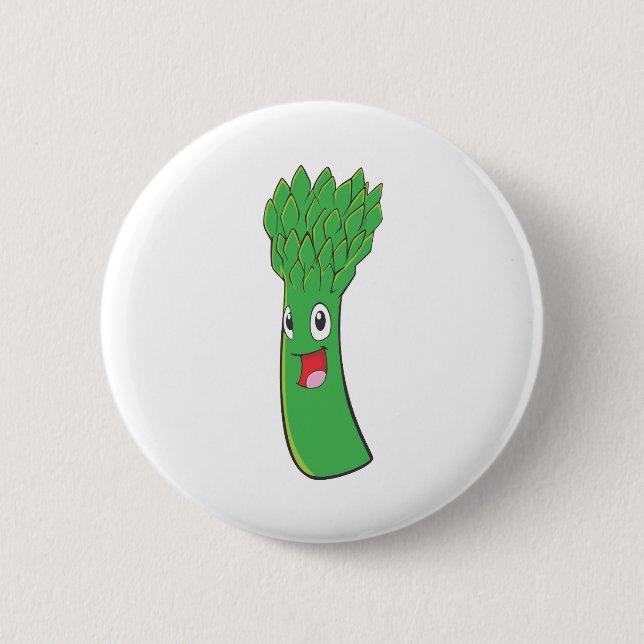 Badge Rond 5 Cm Légume heureux d'asperge (Devant)