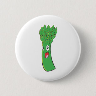 Badge Rond 5 Cm Légume heureux d'asperge
