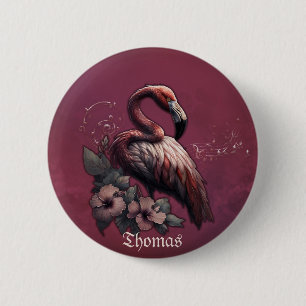 Badge Rond 5 Cm L'élégance tropicale, le flamant au crépuscule.