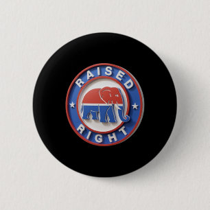 Badge Rond 5 Cm L'éléphant du GOP défile fièrement, la droite levé