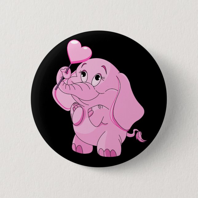 Badge Rond 5 Cm L'éléphant rose de la Saint-Valentin (Devant)