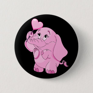 Badge Rond 5 Cm L'éléphant rose de la Saint-Valentin