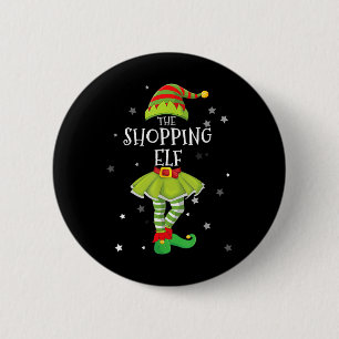 Badge Rond 5 Cm L'Elf de shopping amusant de Noël en famille Xmas 