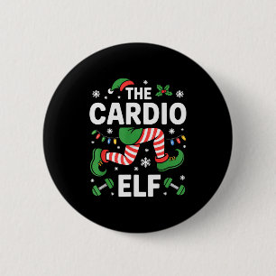 Badge Rond 5 Cm L'Elfe Cardio Drôle de Fitness Noël Gym Entraîneme