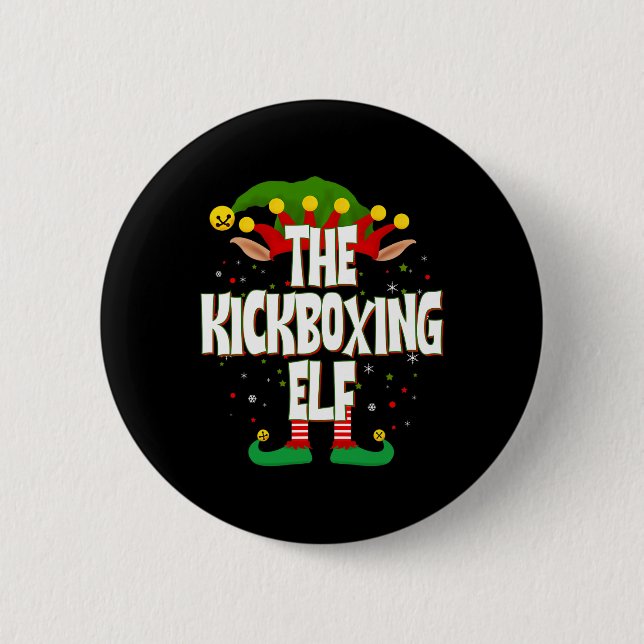Badge Rond 5 Cm L'elfe de kickboxing de Noël  (Devant)