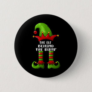Badge Rond 5 Cm L'elfe derrière l'annonce de grossesse de Noël The
