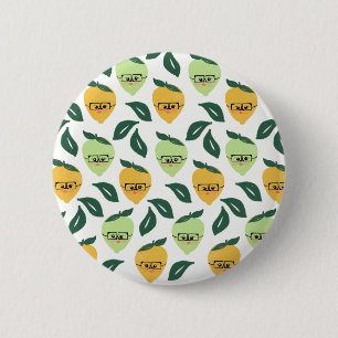 Badge Rond 5 Cm Lemon and Lime Citrus Cartoon Illustration