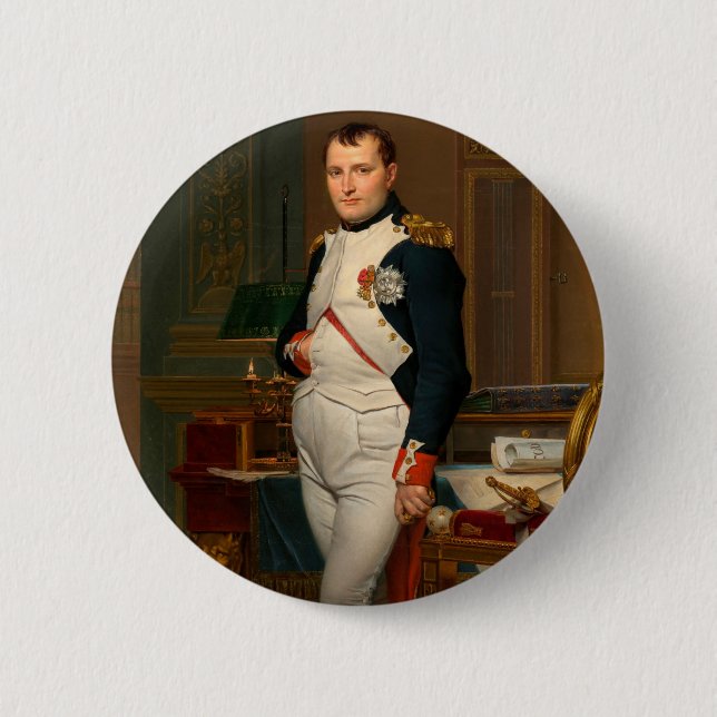Badge Rond 5 Cm L'empereur Napoléon dans son étude aux Tuileries (Devant)