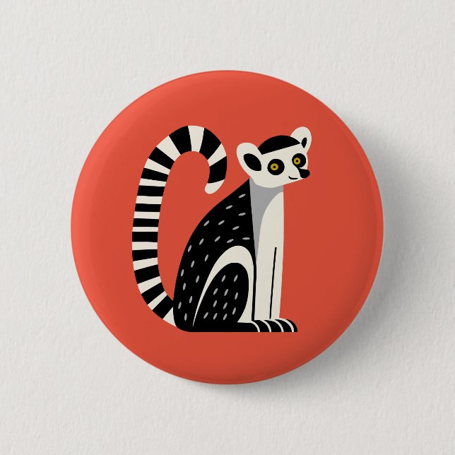 Badge Rond 5 Cm Lemur (Devant)