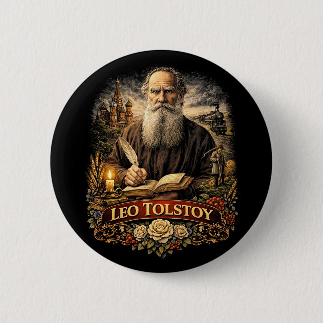 Badge Rond 5 Cm Léo Tolstoï (Devant)