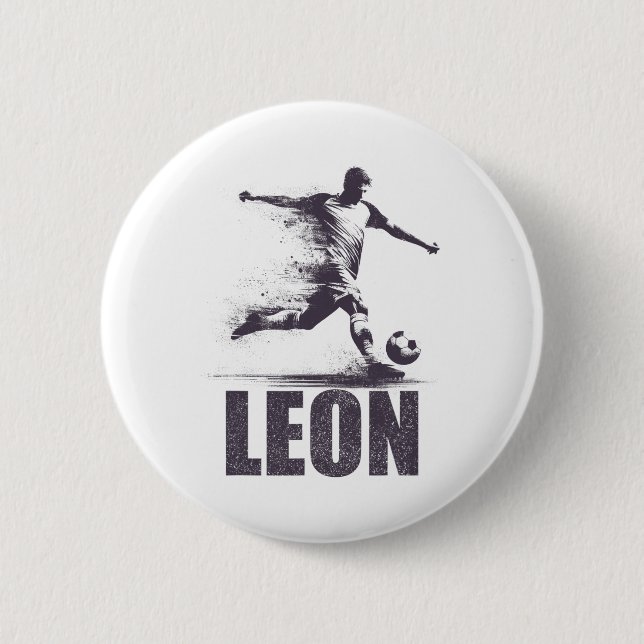 Badge Rond 5 Cm Leon Soccer Boys Personalized First Name Leon  (Devant)
