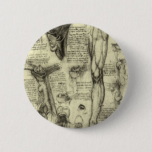 Badge Rond 5 Cm Leonardo da Vinci Vintage Anatomie humaine Larynx 