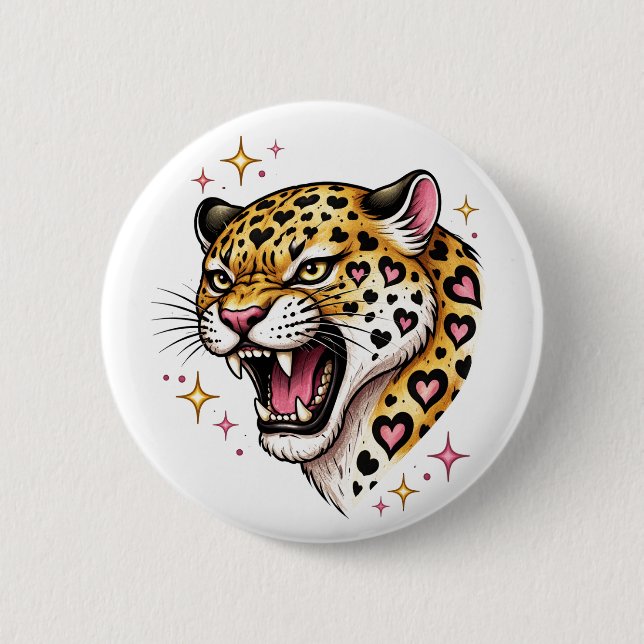 Badge Rond 5 Cm Léopard (Devant)