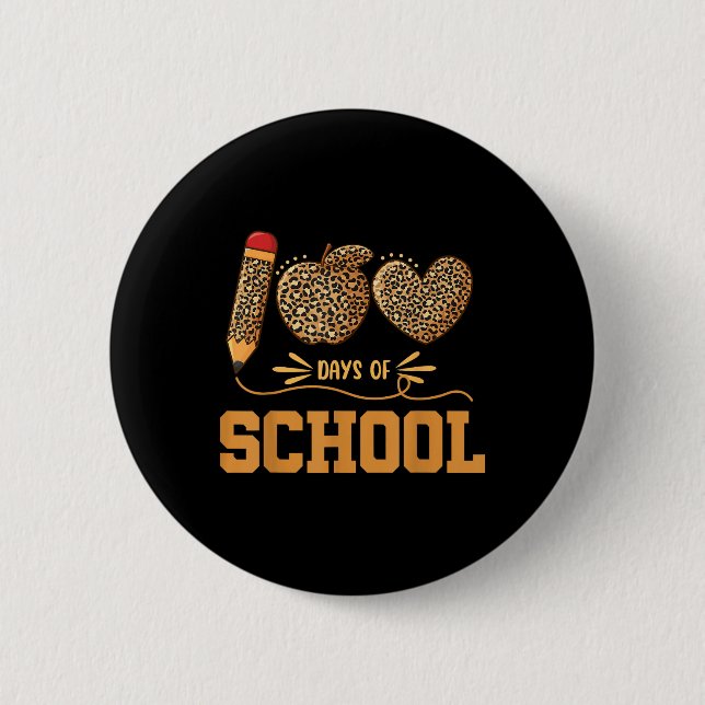 Badge Rond 5 Cm Leopard 100 Jours D'École 100E Jour Enseignants Pu (Devant)