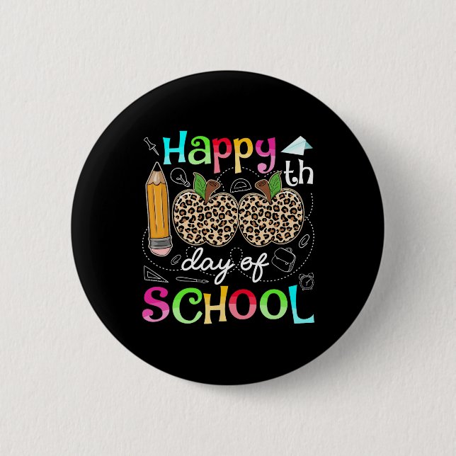 Badge Rond 5 Cm Leopard 100 Jours D'Enseignant Étudiant 100 Jours (Devant)