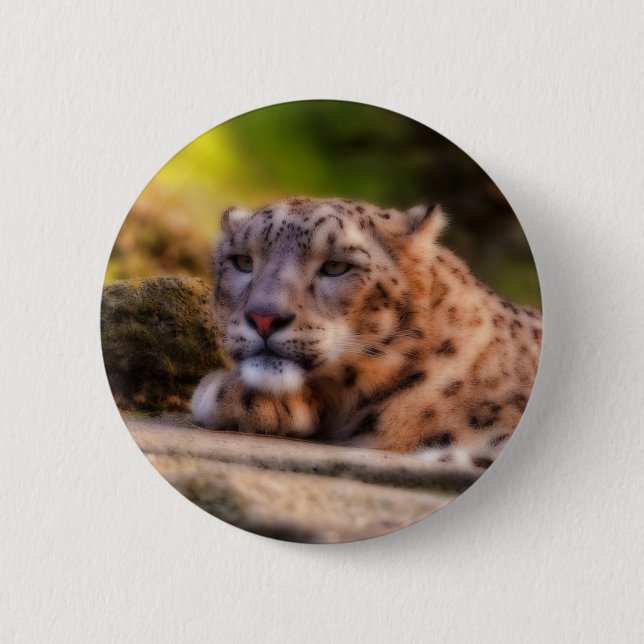 Badge Rond 5 Cm Léopard au repos (Devant)