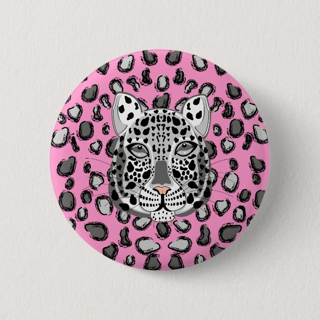 Badge Rond 5 Cm Léopard de neige (Devant)