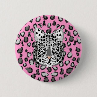 Badge Rond 5 Cm Léopard de neige