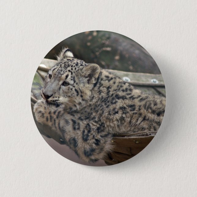 Badge Rond 5 Cm Léopard des neiges (Devant)