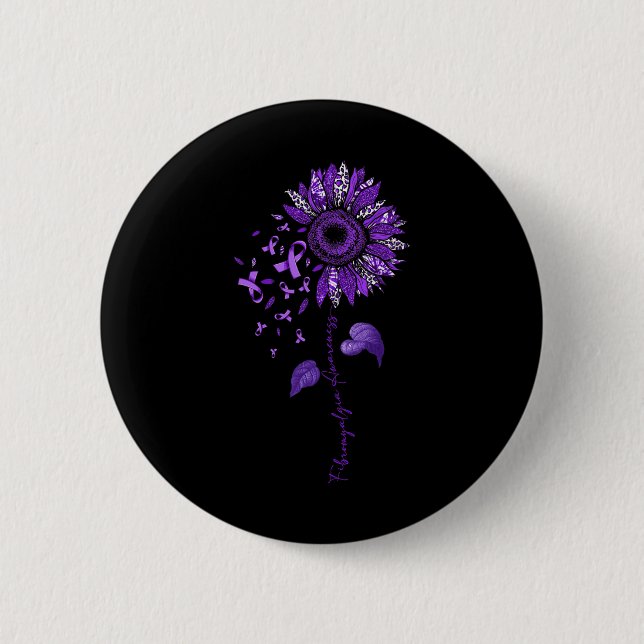 Badge Rond 5 Cm Leopard Fibromyalgie Sensibilisation au ruban viol (Devant)