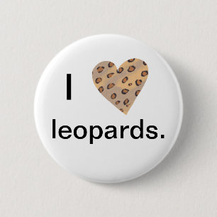 Badge Rond 5 Cm Leopard Heart, je coeur léopards épingler sur les