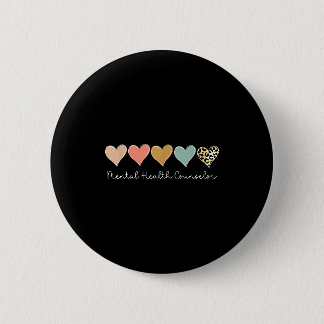 Badge Rond 5 Cm Leopard Hearts Valentine's Day For Mental Health C (Devant)