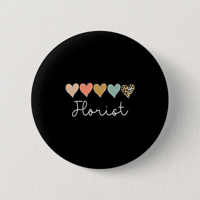 Badge Rond 5 Cm Leopard Hearts Valentines Day For Team Florist Va  (Devant)