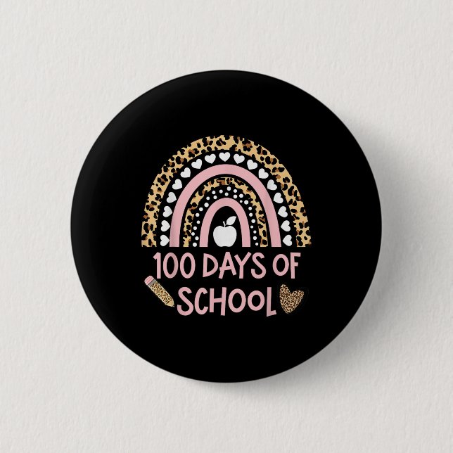 Badge Rond 5 Cm Leopard Rainbow 100e Jour De L'École, 100 Jour De  (Devant)