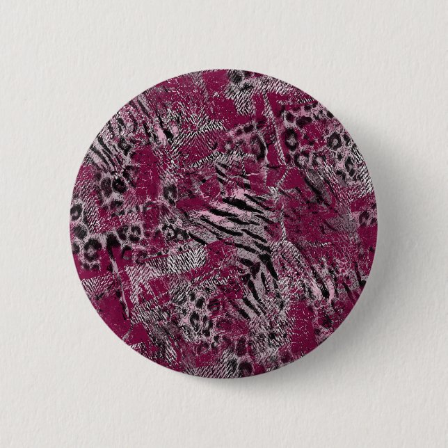 Badge Rond 5 Cm Léopard tigre gris marron moucheté (Devant)