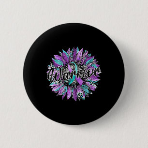 Badge Rond 5 Cm Léopard Tournesol Guerrier Suicide Turquoise Et Vi