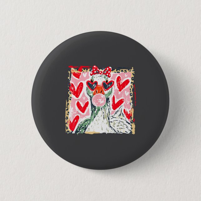 Badge Rond 5 Cm Leopard Valentine's Day Goose Cute Animal Couple M (Devant)