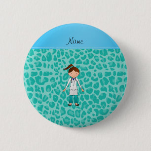 Badge Rond 5 Cm Léopard vert personnalisé de docteur nommé de