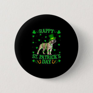 Badge Rond 5 Cm Leprechaun Casquette Français Bulldog Saint Patric
