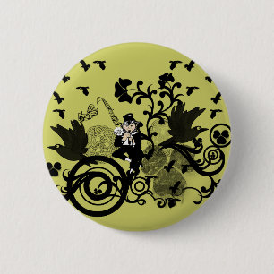 Badge Rond 5 Cm Leprechaun en noir