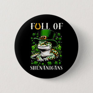 Badge Rond 5 Cm Leprechaun Trèfle Feuille Geckos Léopard St Patric