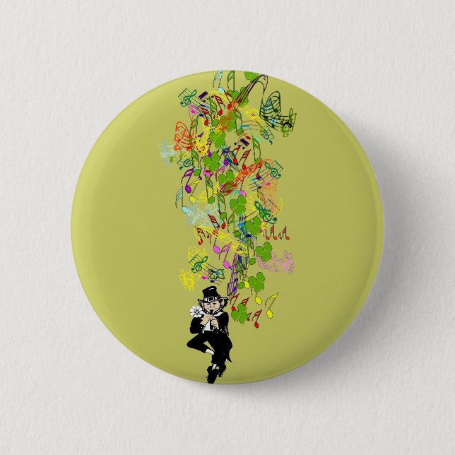 Badge Rond 5 Cm LeprechaunPantalonsNoirs (Devant)