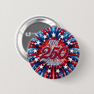 Badge Rond 5 Cm Les 250 ans d'Amérique 1776-2026 Feux d'artifice R