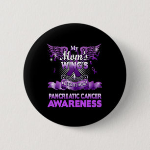 Badge Rond 5 Cm Les ailes de ma mère couvrent mon coeur Cancer pan