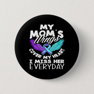 Badge Rond 5 Cm Les ailes de ma mère couvrent mon coeur Sensibilis