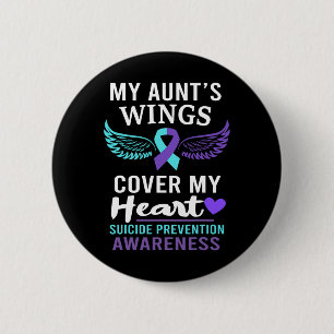 Badge Rond 5 Cm Les ailes de ma tante couvrent la crise de sensibi