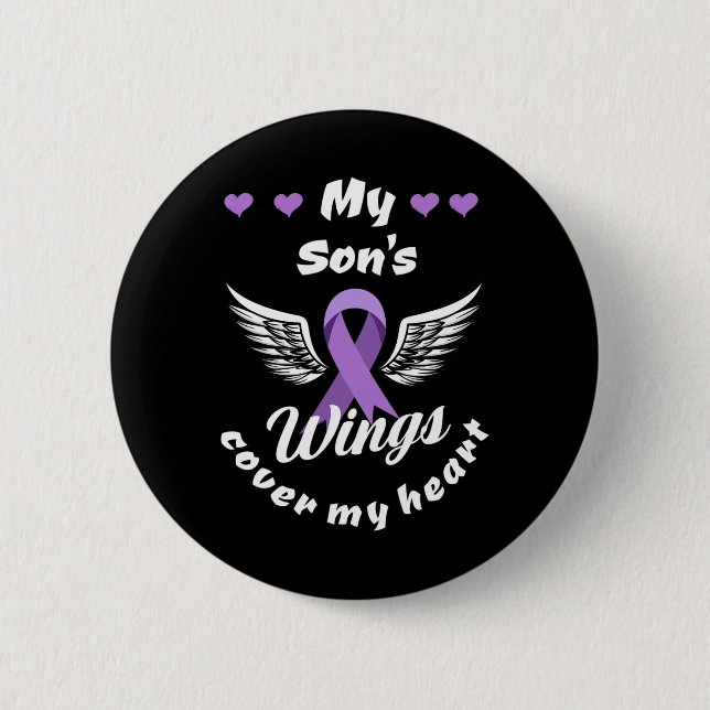 Badge Rond 5 Cm Les ailes de mon fils couvrent ma conscience de l' (Devant)