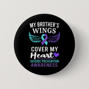 Badge Rond 5 Cm Les ailes de mon frère couvrent la sensibilisation